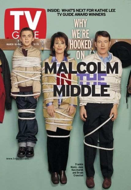 Malcolm In The Middle Poster, The Middle Series, 2000s Tv Shows, Malcolm In The Middle, Frankie Muniz, 90s Sitcoms, Bryan Cranston, Tv Guide, Me Tv