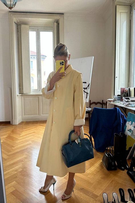 Welcome to the Return of the Louis Vuitton Speedy Bag | Who What Wear Jenny Walton, Yellow Palette, Speedy Bag, Flower Heels, Mom Photos, Polka Dots Fashion, Have A Lovely Weekend, Denim Maxi Skirt, Classic Bags