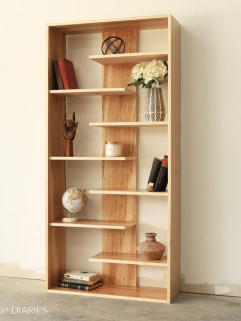 Plywood Bookshelf, Woodshop Diaries, Matching Bedroom Set, Bookcase Plans, Narrow Bookshelf, Small Bathroom Diy, Diy Living Room Furniture, Modern Bookshelf, Bookcase Wall