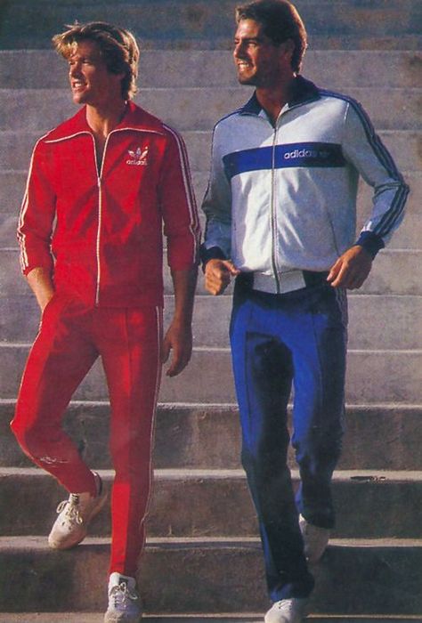 70s Sports Fashion, 70s Aesthetic Men, 80s Sports Fashion, 80s Track Suit, 80s Men Fashion, Track Suit Outfit, 70s Sportswear, 70s Fashion Men, Adidas Collection