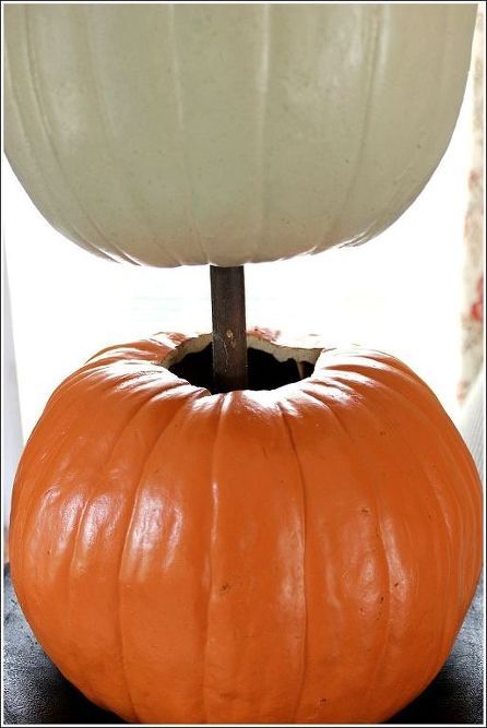 pumpkin topiary fall decorating ideas, container gardening, crafts, gardening, seasonal holiday decor, Start by placing a Styrofoam block in your container Use a dowel to stack your carve able pumpkins You will need to remove two stems off of the two bottom pumpkins How To Make Stacked Pumpkin Topiary, Pumpkin Stack Front Porches, Fall Pumpkin Topiary, Fall Topiaries, Gardening Crafts, Thanksgiving Decorating, Fall Decorating Ideas, Pumpkin Topiary, Plastic Pumpkins