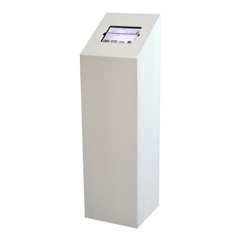 iPad plinth in White, lock your iPad in a secure plinth for exhibitions and retail, great for showing products and collecting customer data. Ipad Floor Stand, Exhibition Display Design, Ipad Hacks, Event Booth, New Ipad Pro, New Apple Watch, Exhibition Display, Ipad Stand, Exhibition Stand