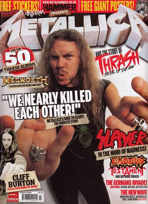 metal hammer special - metallica and the story of thrash 2008 Metallica Magazine, Metallica Cover, Municipal Waste, Giant Poster, Rockstar Aesthetic, Metal Albums, Love Band, James Hetfield, Heavy Metal Music