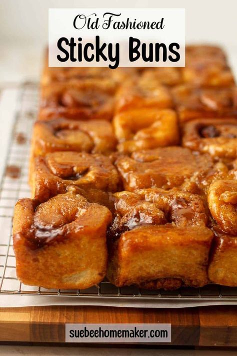 Make Ahead Sticky Buns, Cinnamon Bun Syrup, Bread Machine Sticky Buns, Butterscotch Cinnamon Rolls, Amish Sticky Buns, Sticky Cinnamon Buns, Maple Sticky Buns, Easy Sticky Bun Recipe, Homemaker Recipes