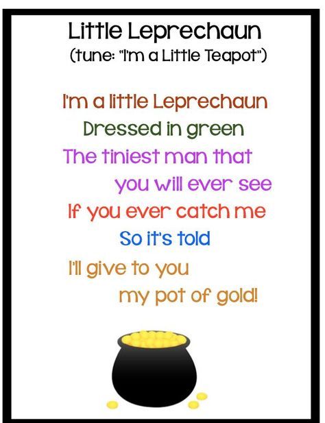 I'm a little leprechaun poem St Patricks Day Songs, Easter Story For Kids, Sant Patrick, Easter Poems, March Lessons, Circle Time Songs, St Patricks Day Crafts, Classroom Songs, St Patricks Crafts