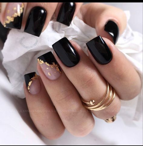 Classy Black Nails, Black Gel Nails, Unghie Sfumate, Black Acrylic Nails, Fancy Nails Designs, Simple Gel Nails, Short Acrylic Nails Designs, Cat Kuku, Classy Nails