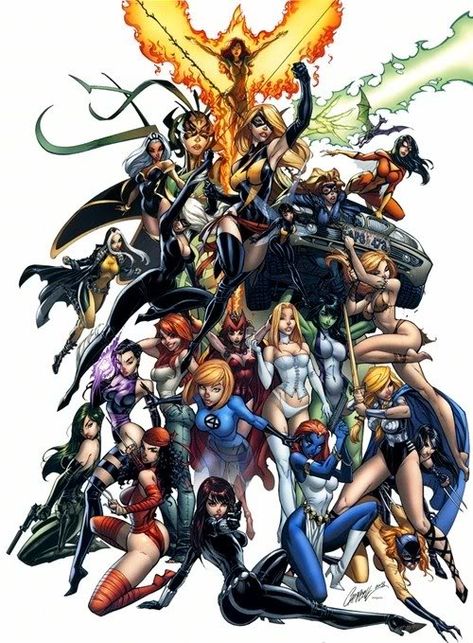 Women of Marvel//J. Scott Campbell/C/ Comic Art Community GALLERY OF COMIC ART Women Of Marvel, Xman Marvel, J Scott Campbell, Comics Illustration, Comics Characters, Univers Marvel, Scott Campbell, Emma Frost, Bd Comics