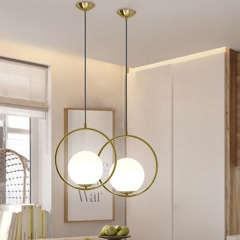 Glass Kitchen Pendant Lights, Gold Restaurant, Applique Art Deco, Glass Ball Pendant Lighting, Modern Hanging Lamp, Led Art, Ball Pendant Lighting, Gold Pendant Lighting, Black Lampshade