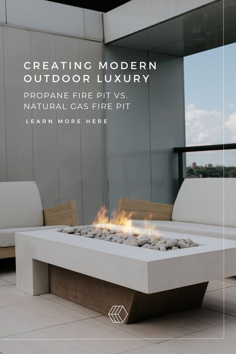 Modern Fire Pits, Cv Ideas, Penthouse Ideas, Side Table Accessories, Custom Fire Pit, Natural Gas Fire Pit, Modern Fire Pit, Luxury Landscaping, Concrete Fire Pits