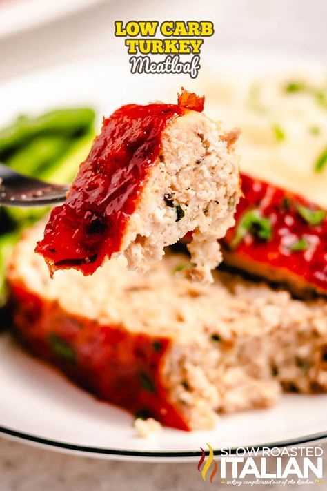 Low Carb Keto Turkey Meatloaf - The Slow Roasted Italian Keto Turkey Meatloaf, Low Carb Turkey Meatloaf, Keto Turkey, Bacon Wrapped Chicken Bites, Slow Roasted Italian, Turkey Meatloaf Recipes, The Slow Roasted Italian, My Keto, Turkey Meatloaf