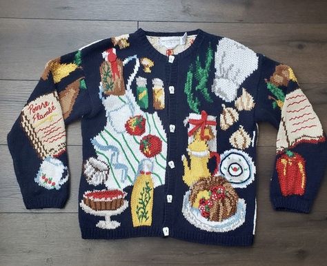 Pattern On Pattern Outfit, Maximalist Cardigan, Silly Clothes, Grandma Sweater, Funky Outfits, Knit Fashion, Dream Clothes, Over It, Ugly Sweater