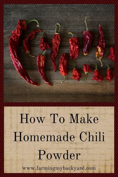 How To Dry Chili Peppers, Chili Powder Recipe, Homemade Chili Powder, Dehydrating Food Storage, Hot Pepper Recipes, Make Sour Cream, Homemade Sour Cream, Chili Pepper Recipes, Homemade Dry Mixes