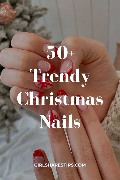 Looking for cute Christmas nails? You'll love these festive Christmas nail designs and Christmas nail art, including snowflakes, candy canes, and more! Christmas Nails Short Red And Green, Christmas Dark Nails, Christmas Nails Dip Powder Short, Holly Christmas Nails, Coffin Trendy Nails, Almond Shape Winter Nails, Bling Christmas Nails, Nails White Winter, Nails Almond Shape Winter