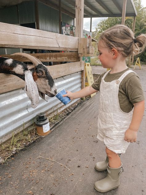 Summer Farm Fun Outfit. Olive T-Shirt - Target, Linen Overalls - Zara, Olive Rain Boots - Goumikids (use code “JEMIMASTUART” to save) Pregnant Farm Outfit, Farmer Outfit Kids, Farm Overalls, Kids Overall Outfits, Farm Photoshoot Ideas Kids, Toddler Overalls Outfit, Farm Girl Outfits, Southern Kids, Farmer Baby