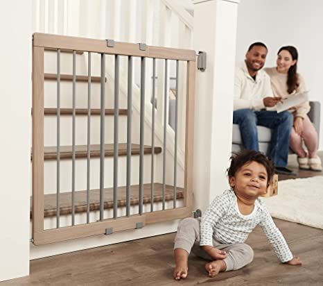 Top Of Stairs Gate, Wood Baby Gate, Safety Gates For Stairs, Top Of Stairs, Stair Gate, House Redesign, Baby Safety Gate, Baby Gate, Baby Gates