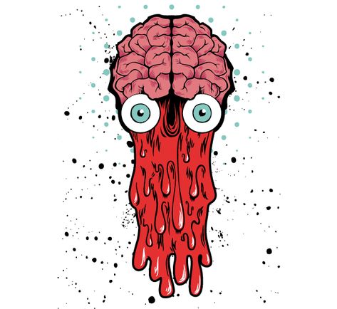 Bad Brain - Vector T-shirt Design Brain Vector, Brain Drawing, Bad Brain, Weird Drawings, Trippy Drawings, Beauty Drawings, Brain Art, Trippy Painting, Graffiti Drawing