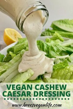 Vegan Caesar Salad Dressing, Vegan Salad Dressing Recipes, Vegan Caesar Salad, Vegan Caesar, Vegan Salad Dressing, Vegan Dressing, Caesar Salad Dressing, Salad Dressing Recipes Homemade, Caesar Dressing