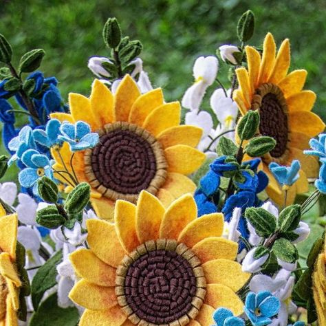 Astrid Overn on Instagram: "Sunflowers and Forget-Me-Nots." Forget Me Nots, Felt Flowers, Sunflower, Felt, Flowers, On Instagram, Instagram