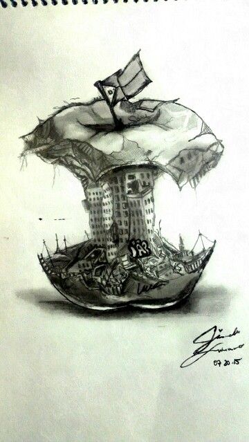 Rotten apple of our society. We destroy our world Apple Sketch, Decay Art, Man Vs Nature, Rotten Apple, Meaningful Paintings, Waste Art, Abstract Pencil Drawings, Growth And Decay, Art Alevel