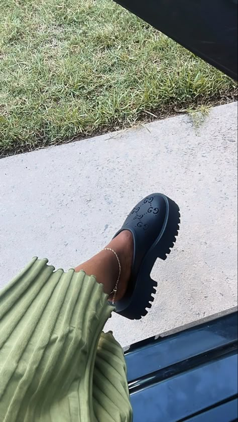 Black gucci logo platform slides Black Gucci Slides Outfit, Gucci Clogs Outfit Black Women, Gucci Perforated G Sandal Outfit, Black Designer Slides, Black Slides For Streetwear In Spring, Chunky Clogs Outfit, Casual Black Gucci Slides, Gucci Clogs Outfit, Gucci Crocs