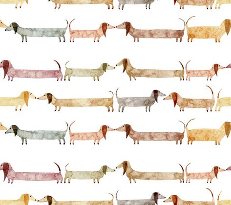 Watercolor hand drawn seamless pattern w... | Premium Photo #Freepik #photo #background #pattern #watercolor #baby Dachshund Party, Christmas Tree In Basket, Dachshund Pattern, Pattern Watercolor, Winter Painting, Watercolor Dog, Pattern Images, Winter Trees, Christmas Illustration