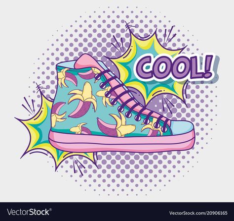 Pop Art Shoes, Highschool Art, Shoe Drawing, Pop Art Vector, Cool Shoe, Clay Patterns, Shoes Inspiration, Art Shoes, Shoes Art