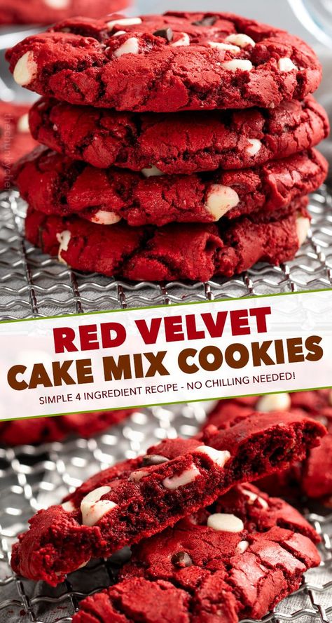 Red Velvet Cake Mix Cookies Recipes, Recipes With Red Velvet Cake Mix Boxes, Red Velvet Christmas Cookies, Cookies Out Of Cake Mix Boxes, Red Velvet Cookies From Cake Mix Easy, Red Velvet Cake Mix Recipes, Red Velvet Cake Cookies, Red Velvet Cake Mix Cookies, British Biscuits