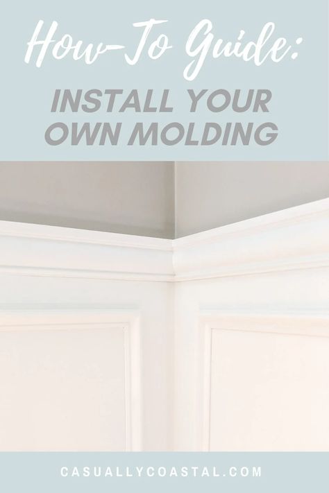 Diy Wall Molding, Soothing Paint Colors, Chair Rails, Chair Rail Molding, Frame Molding, Pvc Moulding, Modern Coastal Decor, Picture Rail, Pretty Bathrooms