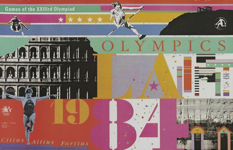 Deborah Sussman and Stephen Silvestri at Sussman/Prejza & Co., LA Olympics 1984, 1984, Los Angeles County Museum of Art, gift of Sussman/Prejza & Co. Olympics Graphics, Super Graphics, Aiga Design, 1984 Olympics, Paris Olympics, School Of Visual Arts, Environmental Graphic Design, Summer Games, California Design