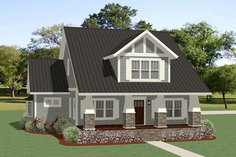 Plan #898-21 - Houseplans.com Small Craftsman House, Small Craftsman House Plans, Porch Shelter, Bungalow Style House, Craftsman Cottage, Bungalow Style House Plans, Craftsman Style House, Farmhouse Style House Plans, Bungalow House Plans