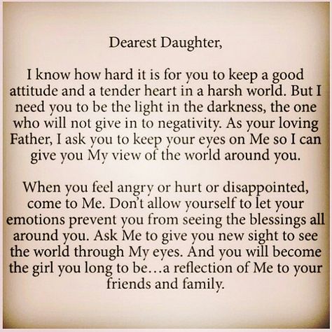 Letter from Heavenly Father to me! Need to remember to read this often. Gods Princess, Soli Deo Gloria, Dear Daughter, The Perfect Guy, Spiritual Inspiration, Verse Quotes, Bible Inspiration, Bible Verses Quotes, Quotes About God