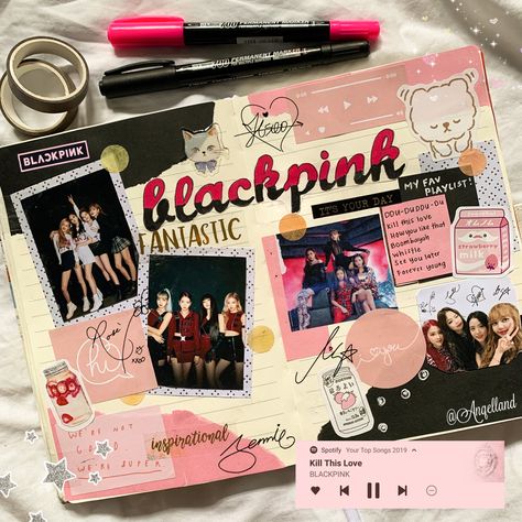 Twice Scrapbook Ideas, Blackpink Journaling, Black Pink Journal Ideas, Blackpink Journal Ideas, Black Pink Journal, Lisa Journal, Blackpink Scrapbook, Blackpink Journal, Blackpink Pictures