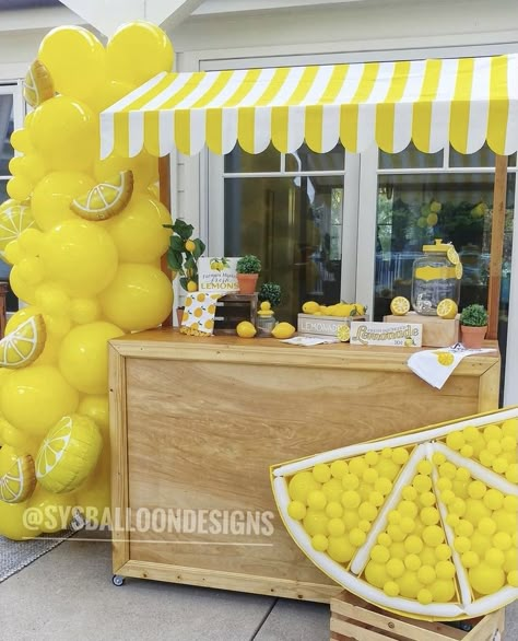 Lemonade Stand Birthday Party, Lemonade Business, Kids Lemonade Stands, Lemonade Stand Birthday, Lemonade Stand Party, Lemonade Stand Ideas, Stall Decorations, Kids Lemonade, Diy Lemonade Stand