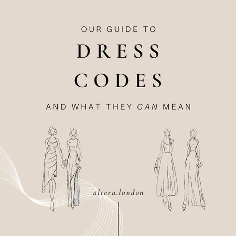 When you finally check the invite details to figure out what to wear... It's hard to navigate the dressy enough/not over dressed minefield. Luckily we have a handy pocket guide to what the dress codes can mean! But the most important thing is to make sure you feel comfortable and true to yourself in your fabulous outfit 👏 Dress Code Invitation, Types Of Dress Codes, Semi Formal Dress Code, Dress Code Guide, Dress Code Outfits, Can Meaning, Code Meaning, True To Yourself, Dressy Dresses