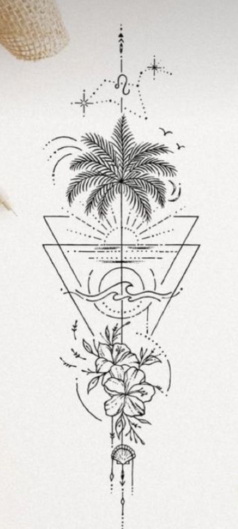 Tree Thigh Tattoo, Simple Arm Tattoos, Shell Tattoos, Bear Tattoos, Ocean Tattoos, Palm Tree Tattoo, Beach Tattoo, Tattoo Style Drawings, Thigh Tattoos Women