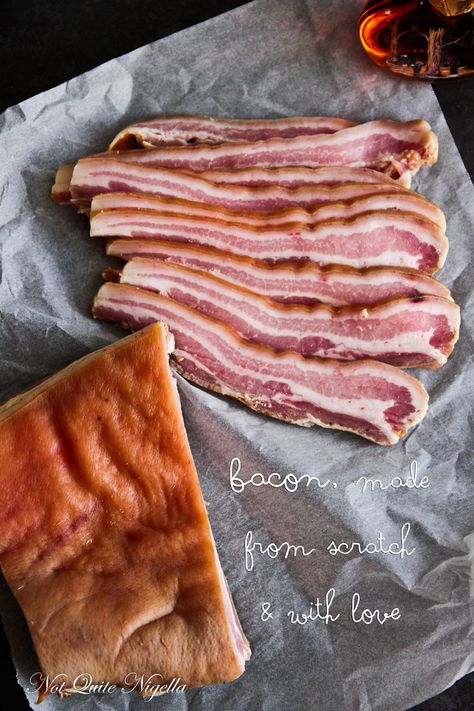 Homemade Bacon by @Lorraine Elliott Home Made Bacon, Bacon Explosion, Aip Protocol, Curing Bacon, Bacon Roses, Cured Meat Recipes, Homemade Bacon, Smoker Cooking, Pork Bacon