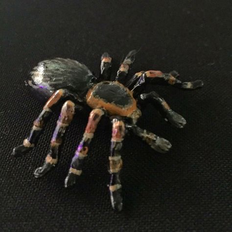 Brachypelma smithi figurine. Red knee tarantula. Epoxy clay modeling Spider Ceramic, Clay Spider, Red Knee Tarantula, Epoxy Clay, Clay Animals, Crafts Projects, Clay Ideas, Spiders, Clay Crafts