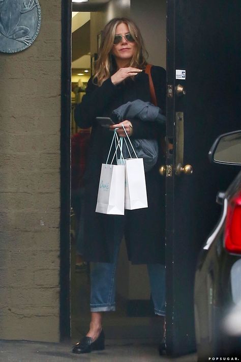 Jennifer Aniston's Gucci Loafers Are So Practical, We Want Them in Our Closet ASAP Gucci Marmont Shoes, Jennifer Aniston Style, Jenifer Aniston, Jen Aniston, Gucci Pumps, Gucci Loafers, Gucci Marmont, Celebrity Street Style, Gucci Shoes