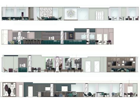 Interior Design Elevation, Interior Design Section, Interior Elevation, Interior Design 2d Plan, Hotel Appartments Design Plan, Interior Elevation Rendering, Section Drawing Interior, Hotel Room Concept Design, Hotel Section Architecture