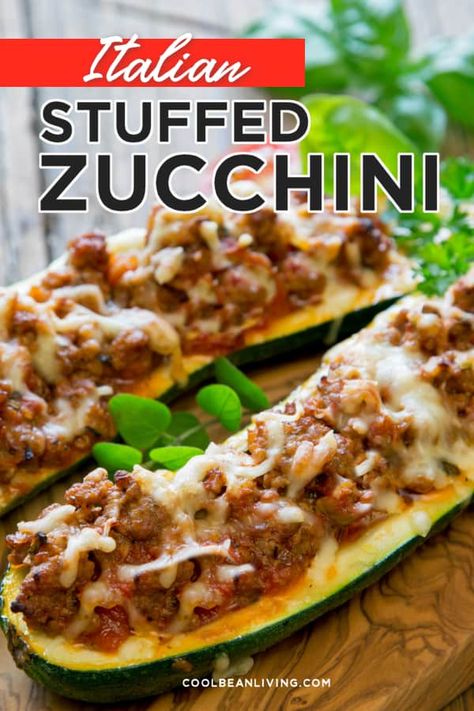 Big Zucchini Recipes, Ground Beef Stuffed Zucchini, Fresh Desserts, Zucchini Stuffed, Parmesan Zucchini Fries, Stuffed Zucchini Boats, Stuffed Squash, Huge Family, Zucchini Casserole