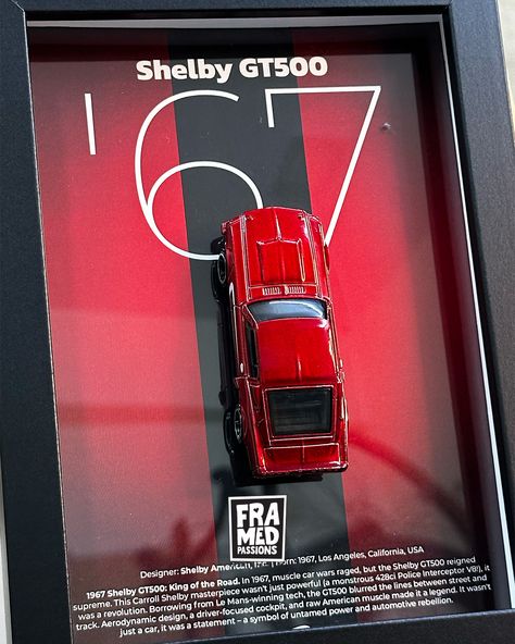 Framed wall art with Hotwheel’s 1967 Shelby GT500 for your office or home walls- DM to order! Car info: Hotwheel 1967 Shelby GT500 Die Cast Metals 1:64 Scale) Frame Size - black, 13x18 cm (5x7”) Price - ₹1299 (Limited Time Launch Offer) + Shipping. Stock: (LIMITED - Only 2 Qty) Inclusions: (Frame with poster + Diecast Car + Free adhesive hook) The 1967 Shelby GT500 was a monster of a car, a true icon of American muscle and a benchmark for performance in its era. * Magnetic marvel: The cars... 1967 Shelby Gt500, Hot Wheels Garage, Carroll Shelby, Car Wall Art, Shelby Gt500, American Muscle, Displaying Collections, Diecast Cars, A Car