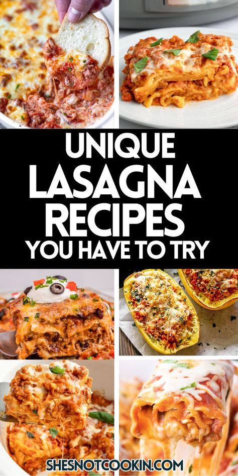 Skip the traditional lasagna recipe and try one of these unique lasagna recipes. From Mexican Lasagna to Chicken Alfredo Lasagna, this easy weeknight recipes are crowd favorites! Gourmet Lasagna Recipe, Different Lasagna Ideas, Bbq Lasagna Recipe, Unique Lasagna Recipes, Original Lasagna Recipe, Unique Lasagna, Loaded Food, Traditional Lasagna Recipe, Easy Weeknight Recipes