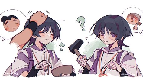 he gets patted on the head.. sweet boy art credit: churomo via tumblr Scaramouche Wanderer, Wanderer Art, Boy Art, I'm A Simp, Cutie Patootie, I Love Him, Love Of My Life, On Tumblr, Art Style