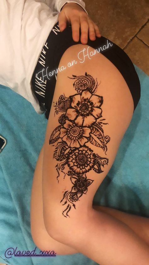 Henna Tattoo Thigh Designs, Thigh Henna Designs Simple, Henna Tattoo Designs On Thigh, Thigh Henna Tattoo Simple, Henna Leg Tattoo Designs, Henna Tattoo On Leg, Henna Designs On Leg, Full Leg Henna, Calf Henna