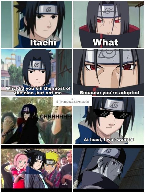 Itachi Memes, Art Is An Explosion, Naruto Facts, Naruto Akatsuki Funny, Naruto Eyes, Naruto Painting, Akatsuki Funny, Funny Naruto Memes, Naruto Family