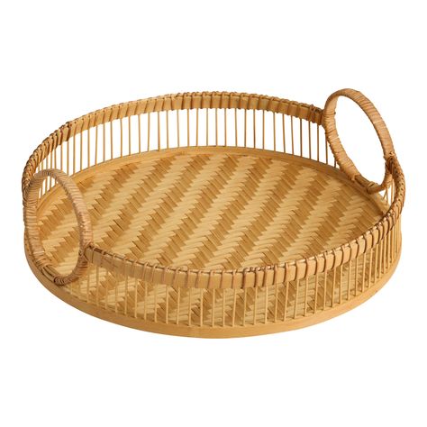 Bamboo and Rattan Woven Serving Tray - World Market Tray Decor Ideas Coffee Table, Tray Decor Ideas, Rattan Tray, Artisanal Design, Bamboo Crafts, Christmas Shop, Serving Trays, World Market, Tray Decor