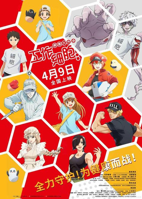 Cells Art, Work Poster, Cells At Work, Poster Anime, Blood Cells, Comic Books, Comic Book Cover, Japan, Comics