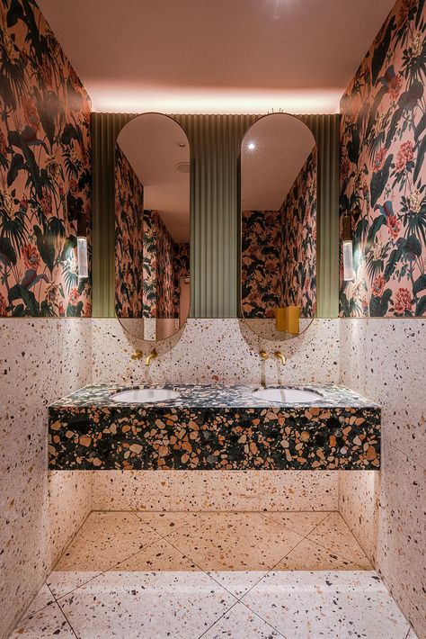 Italians restaurant - Diespeker & Co Restaurant Bathroom Ideas, German Restaurant, Beautiful Bathroom Ideas, Terrazzo Bathroom, Vibrant Bathroom, Restaurant Bathroom, Small Toilet, Indore, Italian Restaurant