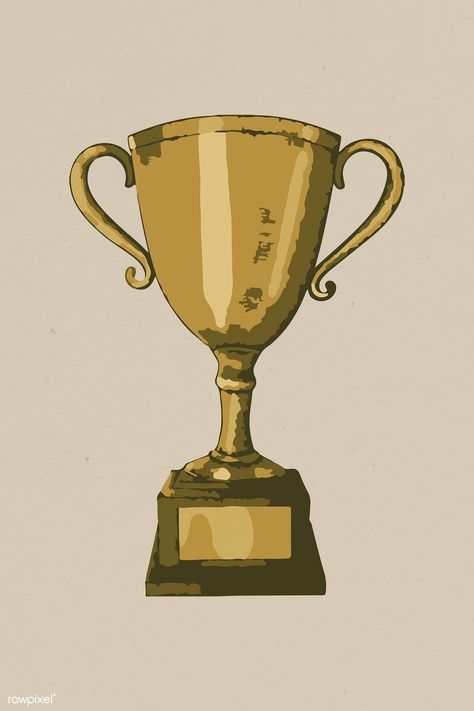 Vectorized gold trophy design element | free image by rawpixel.com / Aew Trophy Illustration Design, Trophy Design Drawing, Thropy Design, Trophy Images, Trophy Painting, Trophy Aesthetic, Trophy Background, Award Drawing, Awards Aesthetic