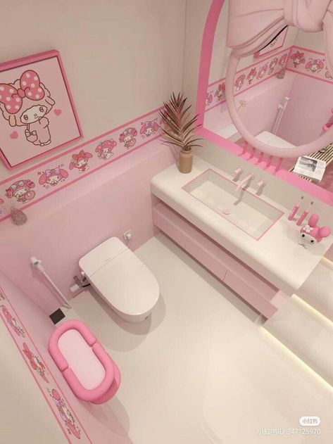 Kawaii Bathroom, Beach Hut Decor, Kawaii Room Ideas, Cozy Interior Design, Pink Victorian, Student Room, Makeover Bedroom, Pink Hello Kitty, Soft Nails